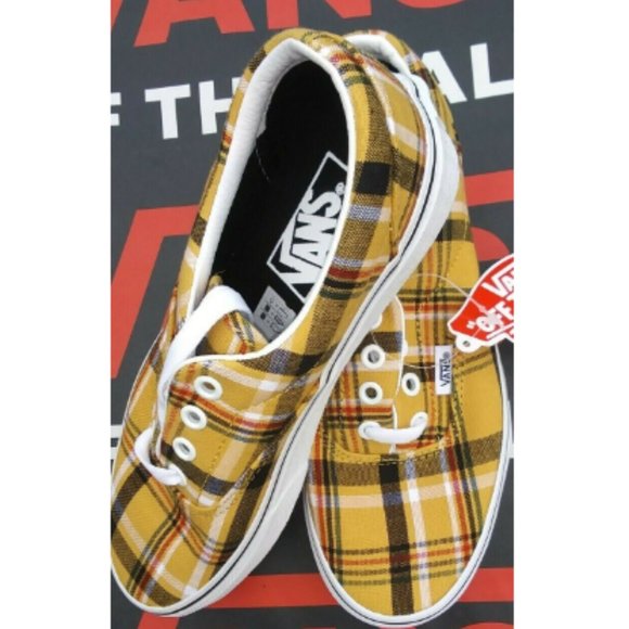 Vans Plaid Authentic Yellow/True White Men's 3.5/Women's 5  NIB - Picture 1 of 12